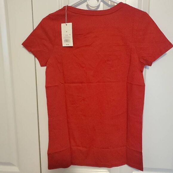 NWT A New Day Red Vneck Cotton Tee Medium - Picture 6 of 6